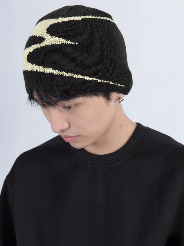 Men Beanies Knit Y2k Hip Hop Graphic Caps Streetwear Winter Gothic - Jeetskee