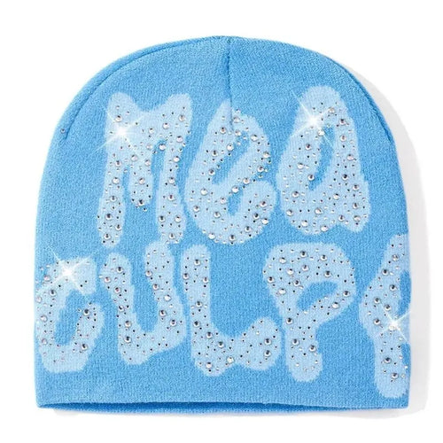 2023 NEW Y2K MEA Culpa Beanies Hat with Rhinestone for Women Men - Jeetskee