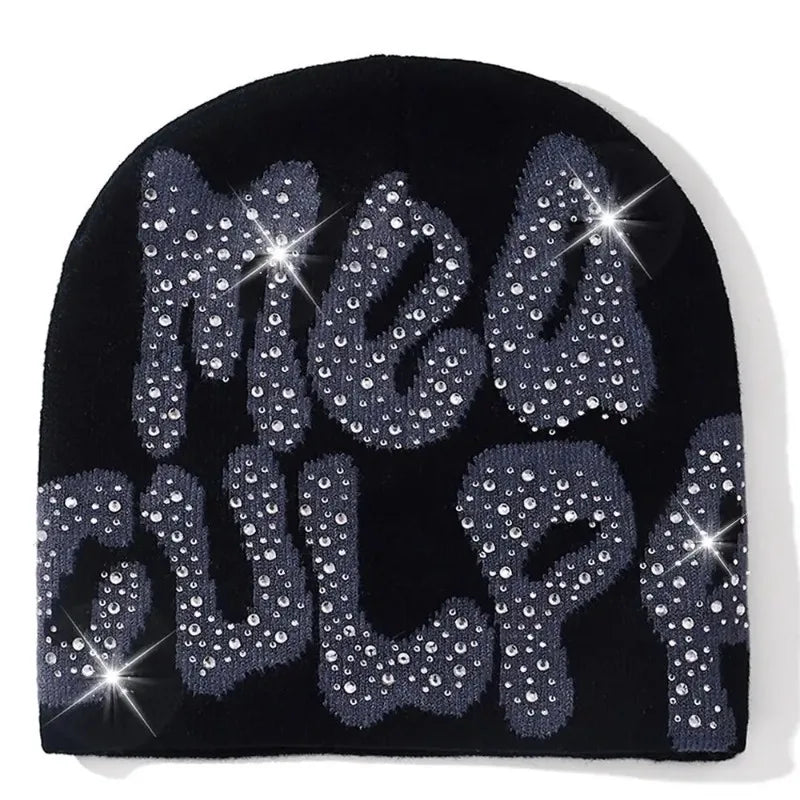 2023 NEW Y2K MEA Culpa Beanies Hat with Rhinestone for Women Men - Jeetskee