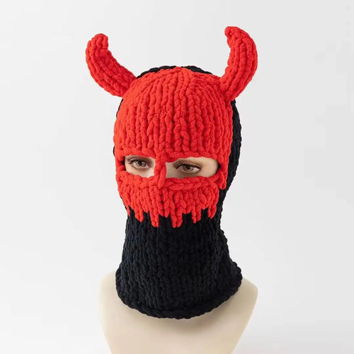 Y2K Long Rabbit Ear Funny Balaclava Hat Winter Thicken Warm Hand Made - Jeetskee