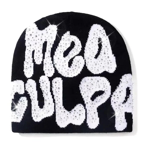2023 NEW Y2K MEA Culpa Beanies Hat with Rhinestone for Women Men - Jeetskee