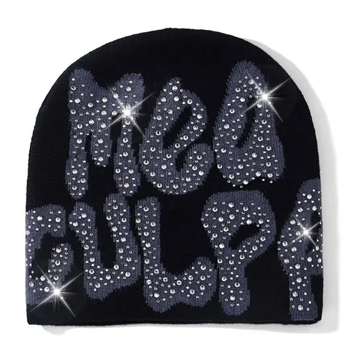 2023 NEW Y2K MEA Culpa Beanies Hat with Rhinestone for Women Men - Jeetskee