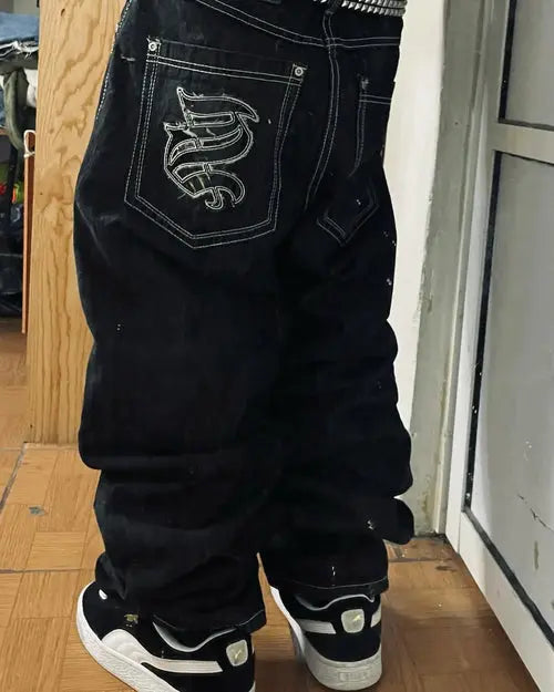 Streetwear PROTECT Jeans Y2K mens Pants Harajuku Hip Hop Letter - Jeetskee