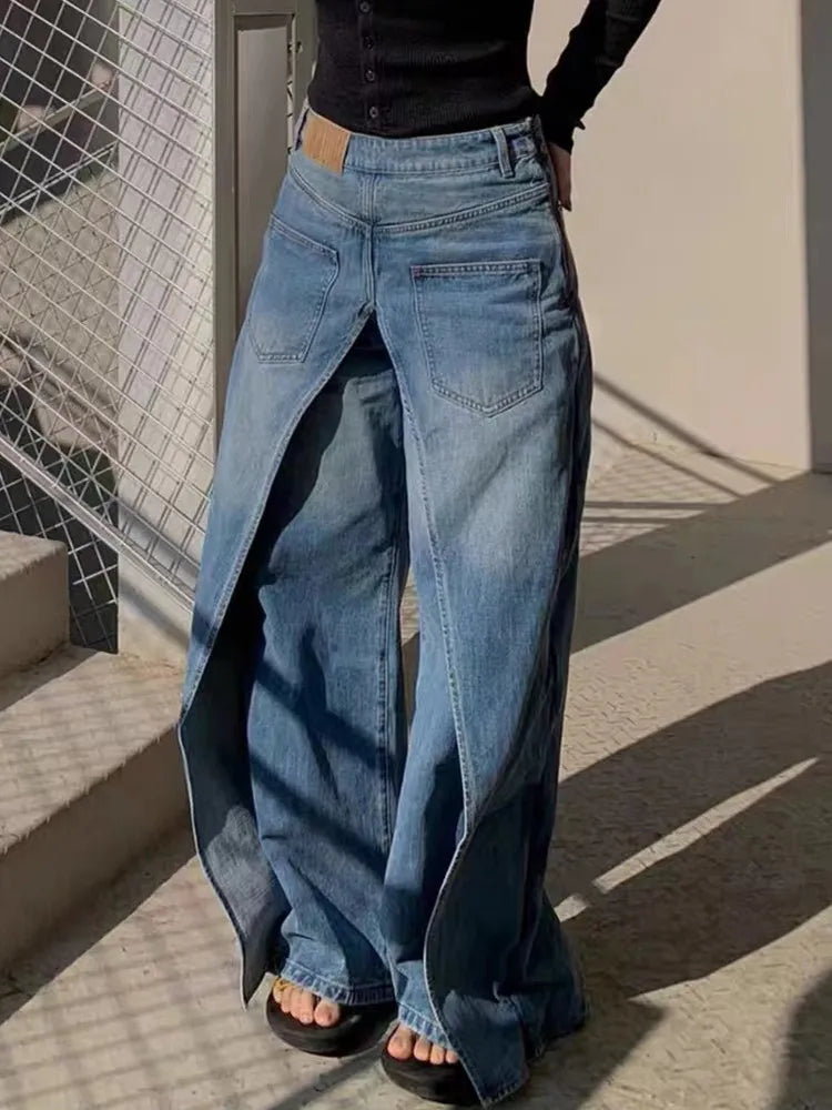 Trashy Y2K Style New Rock Hip Hop Baggy Wide Leg Jeans Pants Women 90S - Jeetskee