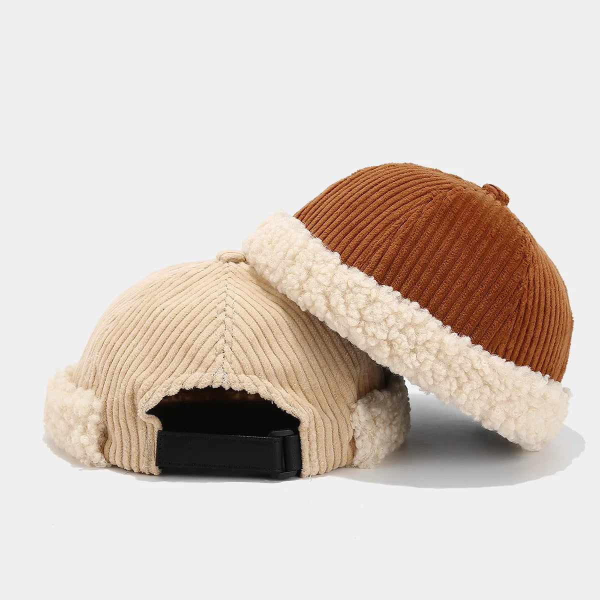 Beanie Hat Without Visor Docker Brimless Hats Dome Corduroy For Men - Jeetskee