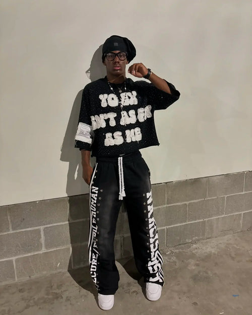 New Gothic Letter Patchwork Tracksuit Men Y2k Hip Hop Retro Sequin - Jeetskee