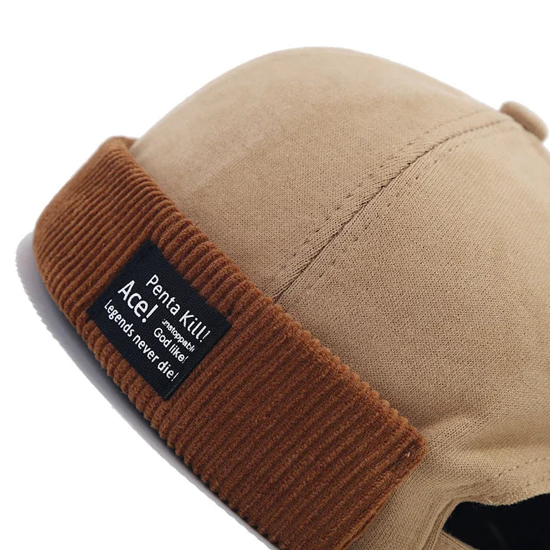 Amber Beanie Hat Without Visor Docker Brimless Hats Dome Corduroy For - Jeetskee
