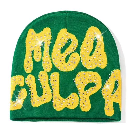2023 NEW Y2K MEA Culpa Beanies Hat with Rhinestone for Women Men - Jeetskee