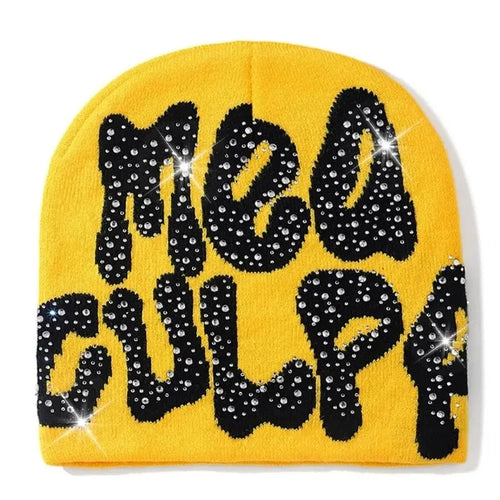 2023 NEW Y2K MEA Culpa Beanies Hat with Rhinestone for Women Men - Jeetskee