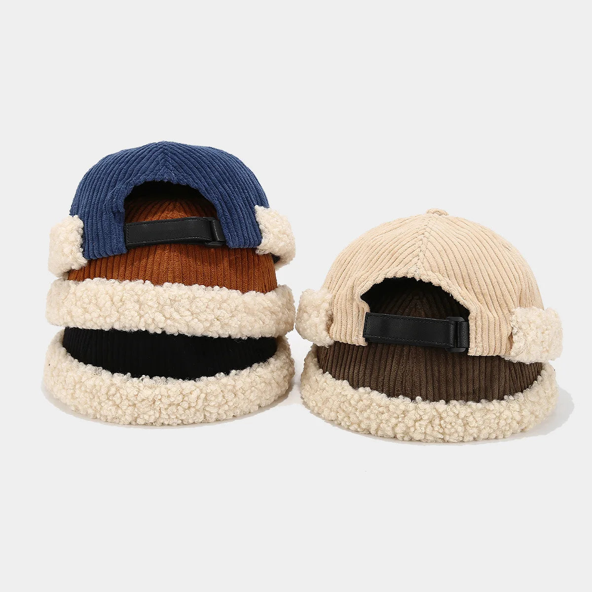 Beanie Hat Without Visor Docker Brimless Hats Dome Corduroy For Men - Jeetskee