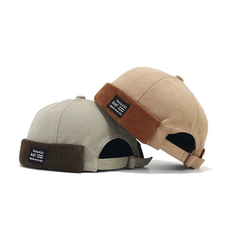 Amber Beanie Hat Without Visor Docker Brimless Hats Dome Corduroy For - Jeetskee