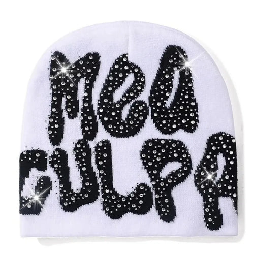 2023 NEW Y2K MEA Culpa Beanies Hat with Rhinestone for Women Men - Jeetskee