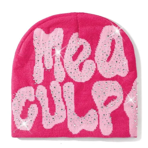 2023 NEW Y2K MEA Culpa Beanies Hat with Rhinestone for Women Men - Jeetskee