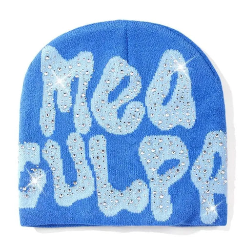 2023 NEW Y2K MEA Culpa Beanies Hat with Rhinestone for Women Men - Jeetskee