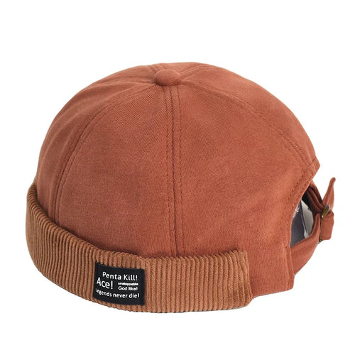 Amber Beanie Hat Without Visor Docker Brimless Hats Dome Corduroy For - Jeetskee