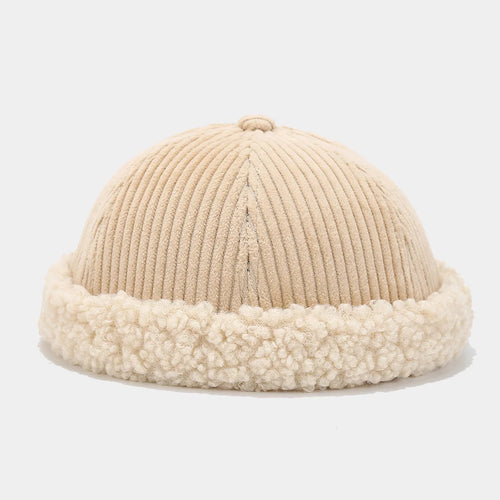 Beanie Hat Without Visor Docker Brimless Hats Dome Corduroy For Men - Jeetskee
