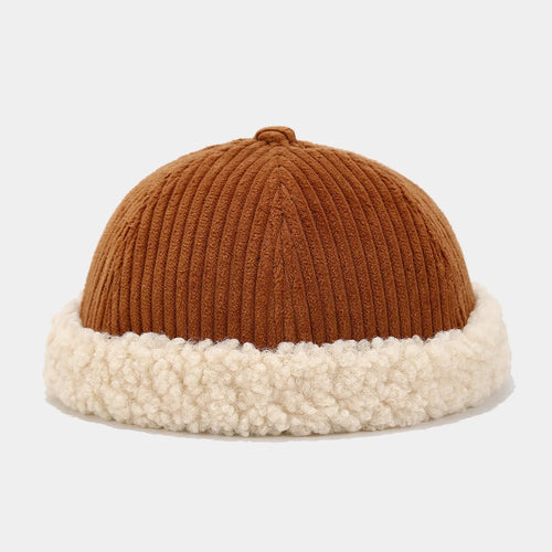 Beanie Hat Without Visor Docker Brimless Hats Dome Corduroy For Men - Jeetskee
