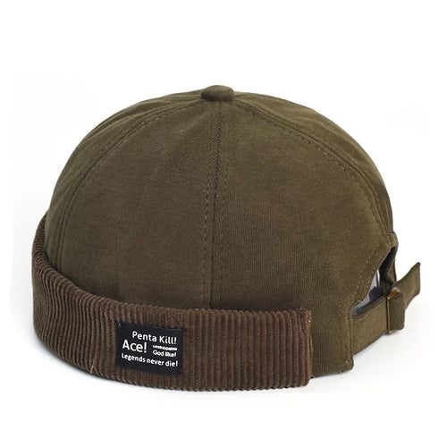 Amber Beanie Hat Without Visor Docker Brimless Hats Dome Corduroy For - Jeetskee