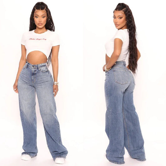 2022 New Y2k High Waist Baggy Jeans For Women Fashion Loose Denim Wide - Jeetskee