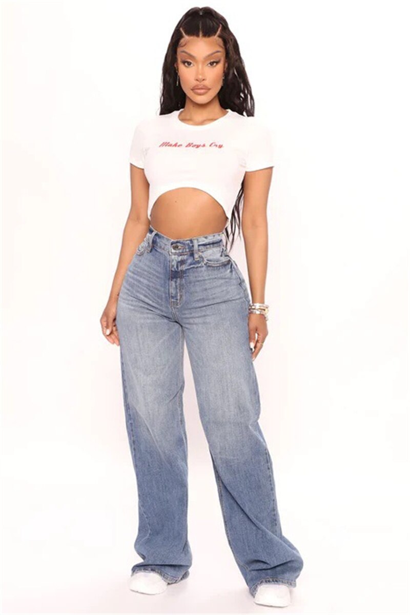 2022 New Y2k High Waist Baggy Jeans For Women Fashion Loose Denim Wide - Jeetskee