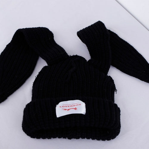 2022 Winter Skullies Cute Women Long ears  fox Hat Crochet Knitted Hat - Jeetskee