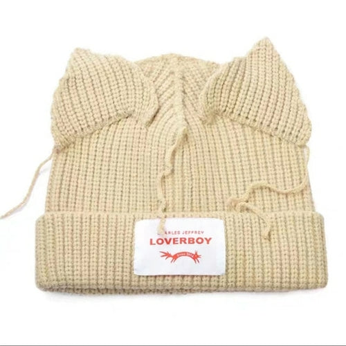 2022 Winter Skullies Cute Women Long ears  fox Hat Crochet Knitted Hat - Jeetskee