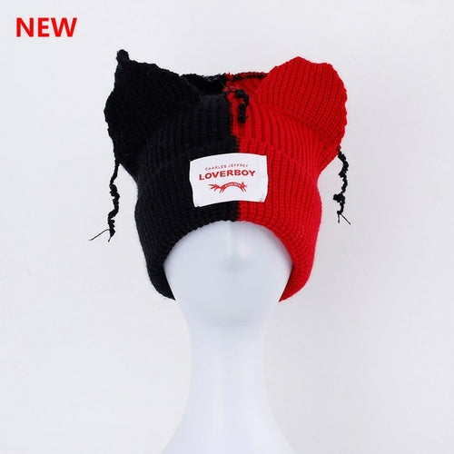 2022 Winter Skullies Cute Women Long ears  fox Hat Crochet Knitted Hat - Jeetskee