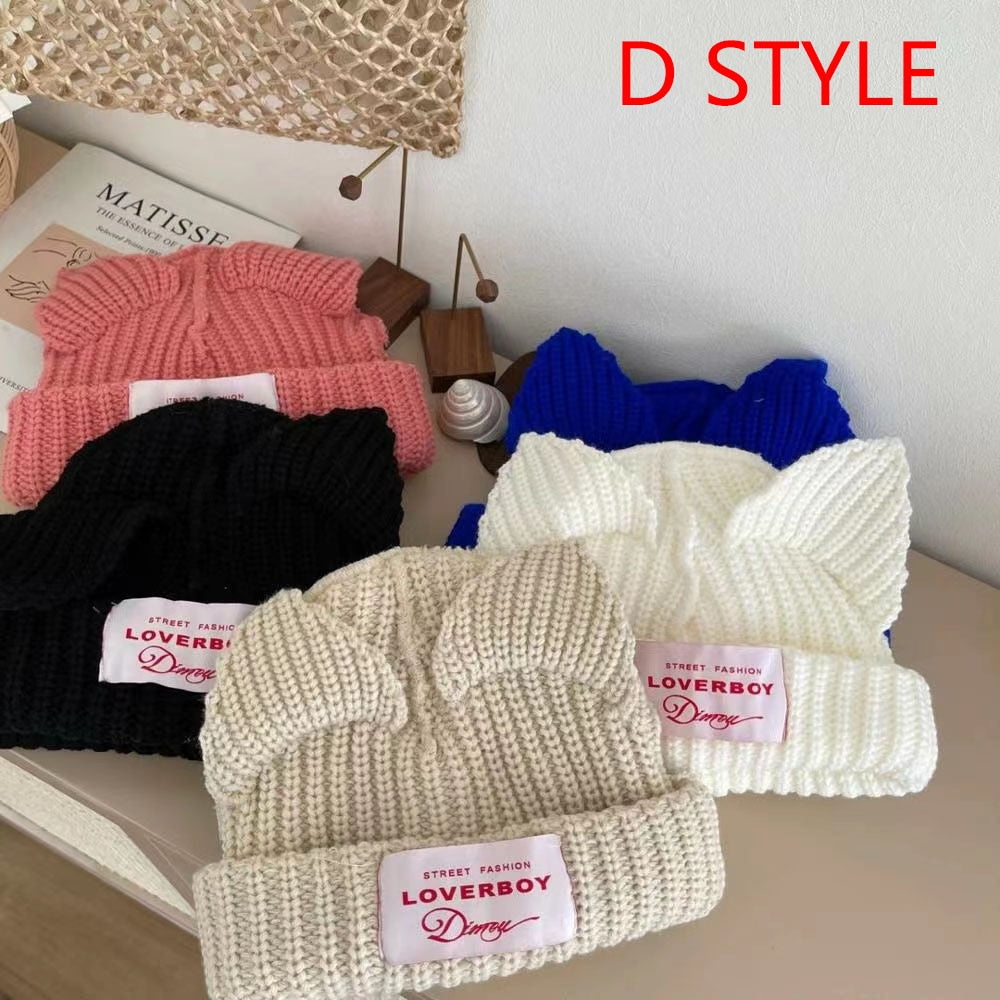 2022 Winter Skullies Cute Women Long ears  fox Hat Crochet Knitted Hat - Jeetskee