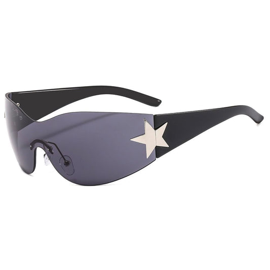 2023 Fashion Punk Y2k Sunglasses For Women Men Trendy Wrap Around Sun - Jeetskee