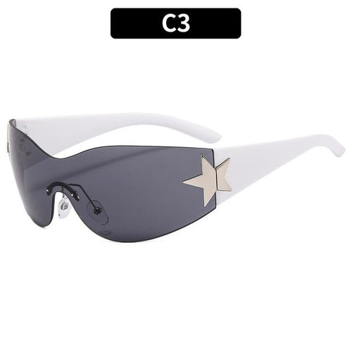2023 Fashion Punk Y2k Sunglasses For Women Men Trendy Wrap Around Sun - Jeetskee