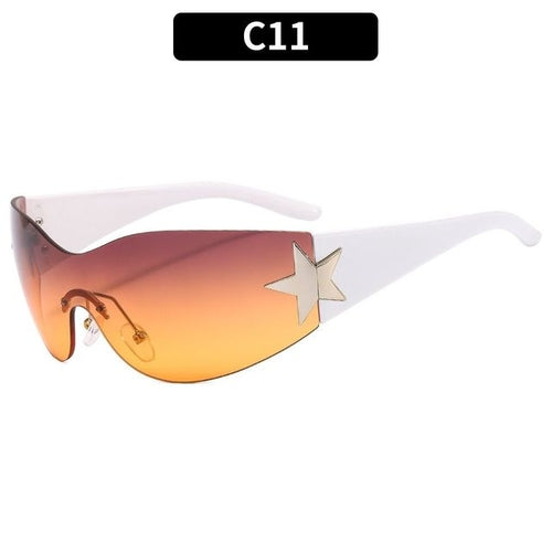 2023 Fashion Punk Y2k Sunglasses For Women Men Trendy Wrap Around Sun - Jeetskee