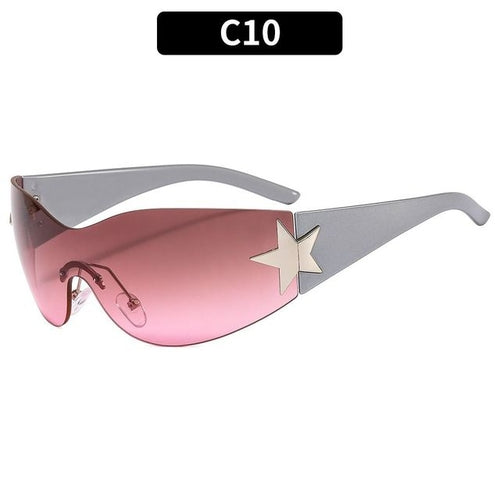 2023 Fashion Punk Y2k Sunglasses For Women Men Trendy Wrap Around Sun - Jeetskee