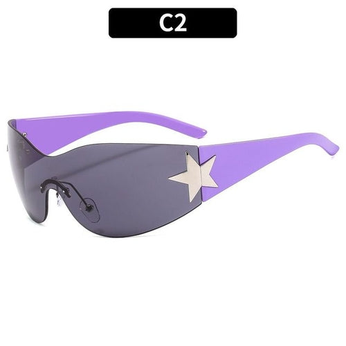 2023 Fashion Punk Y2k Sunglasses For Women Men Trendy Wrap Around Sun - Jeetskee
