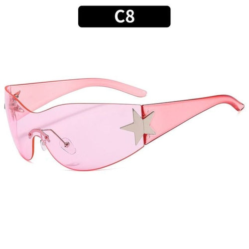 2023 Fashion Punk Y2k Sunglasses For Women Men Trendy Wrap Around Sun - Jeetskee