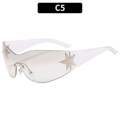 2023 Fashion Punk Y2k Sunglasses For Women Men Trendy Wrap Around Sun - Jeetskee
