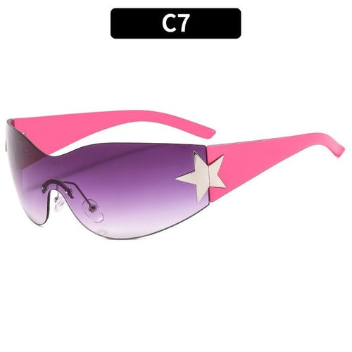 2023 Fashion Punk Y2k Sunglasses For Women Men Trendy Wrap Around Sun - Jeetskee