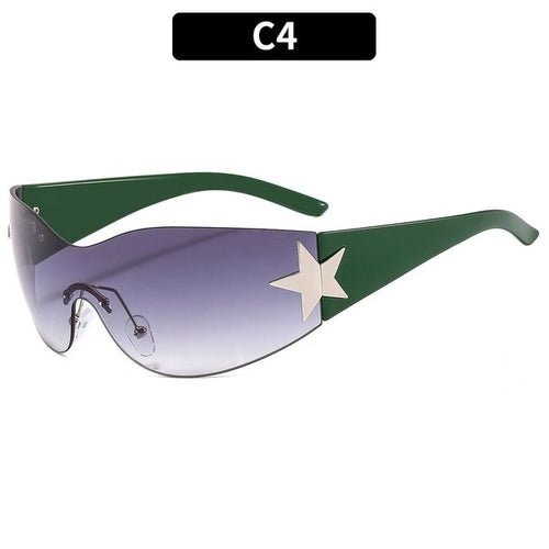 2023 Fashion Punk Y2k Sunglasses For Women Men Trendy Wrap Around Sun - Jeetskee