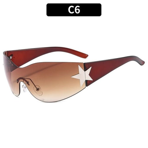 2023 Fashion Punk Y2k Sunglasses For Women Men Trendy Wrap Around Sun - Jeetskee