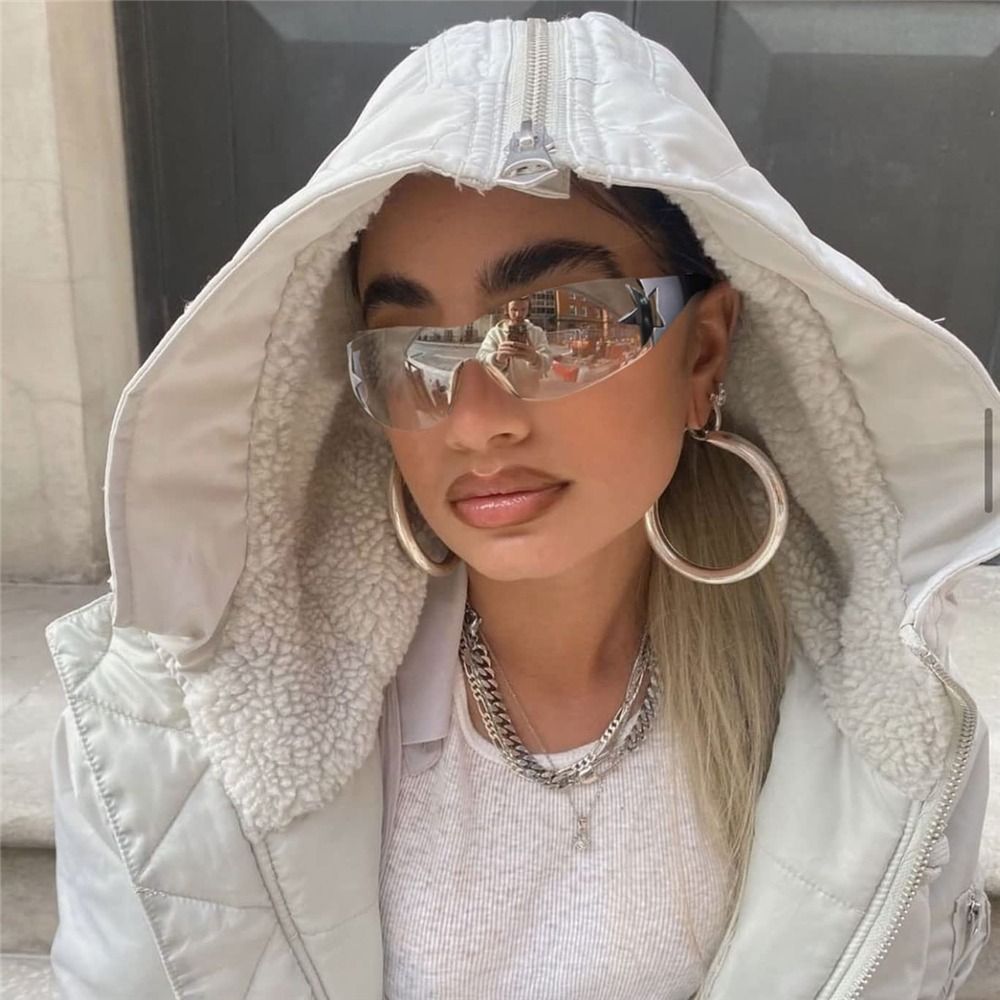 2023 Fashion Punk Y2k Sunglasses For Women Men Trendy Wrap Around Sun - Jeetskee