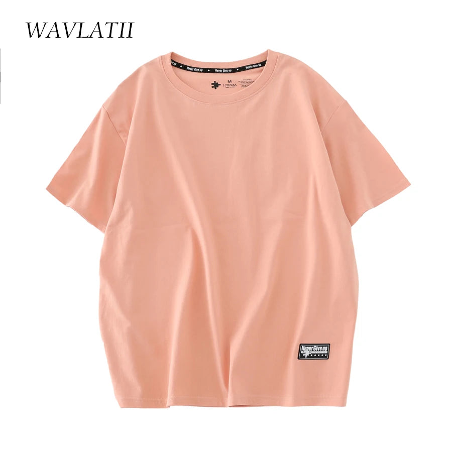 WAVLATII 2022 New Women 100% Cotton T shirts Female Green Fashion - Jeetskee