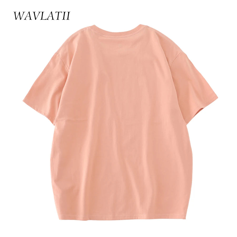 WAVLATII 2022 New Women 100% Cotton T shirts Female Green Fashion - Jeetskee