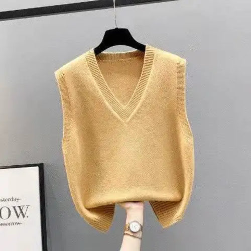 TuangBiang 2023 Female Retro Knit Thick V-Neck Elastic Spring Ladies