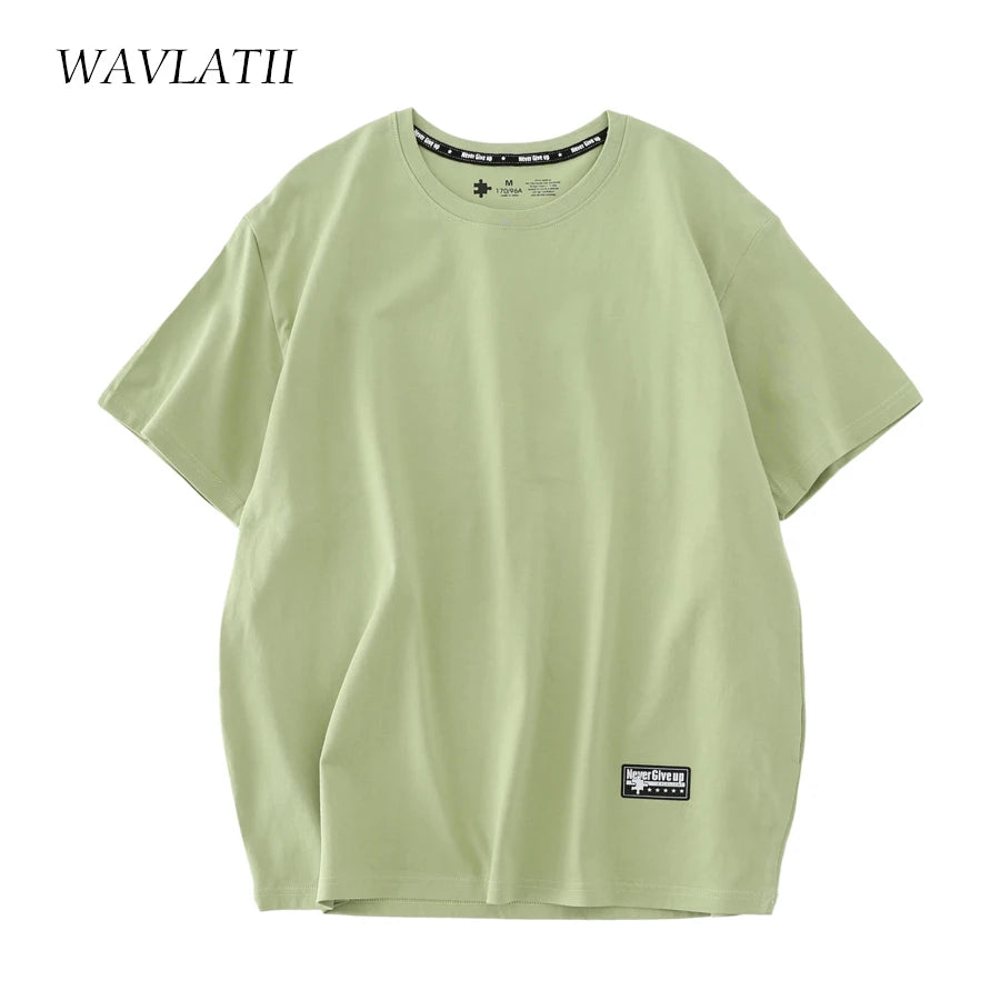 WAVLATII 2022 New Women 100% Cotton T shirts Female Green Fashion - Jeetskee