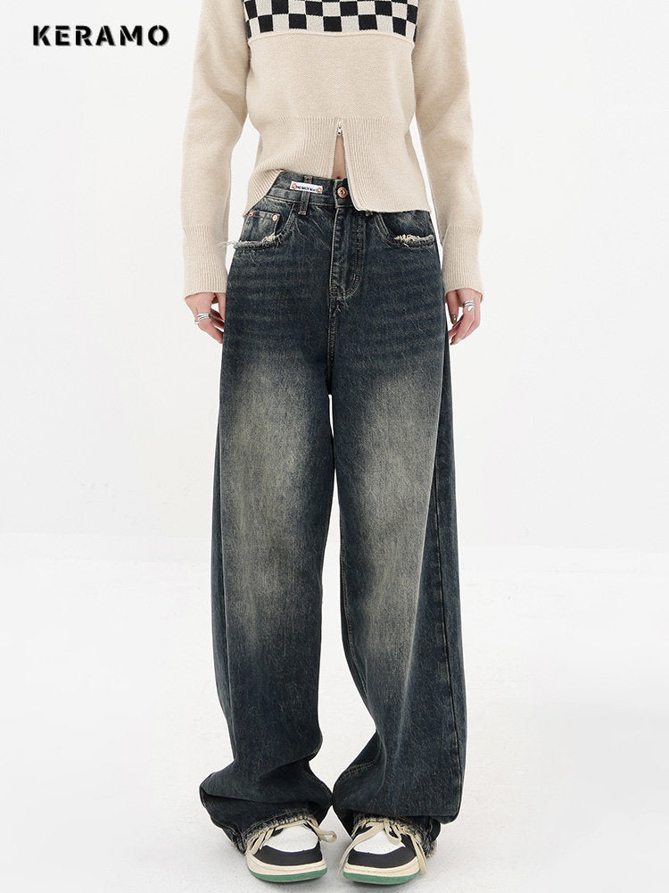 Harajuku Streetwear Retro Fashion 2023 Spring Women High Waist Jeans - Jeetskee