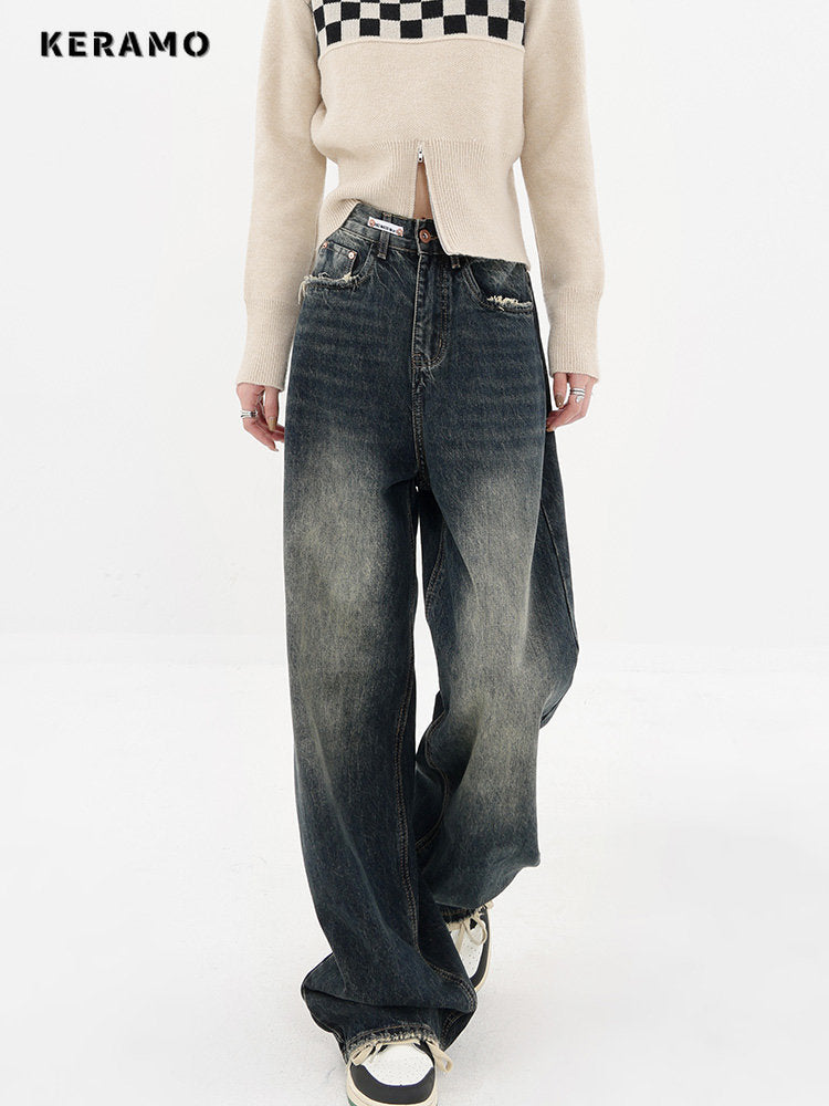Harajuku Streetwear Retro Fashion 2023 Spring Women High Waist Jeans - Jeetskee
