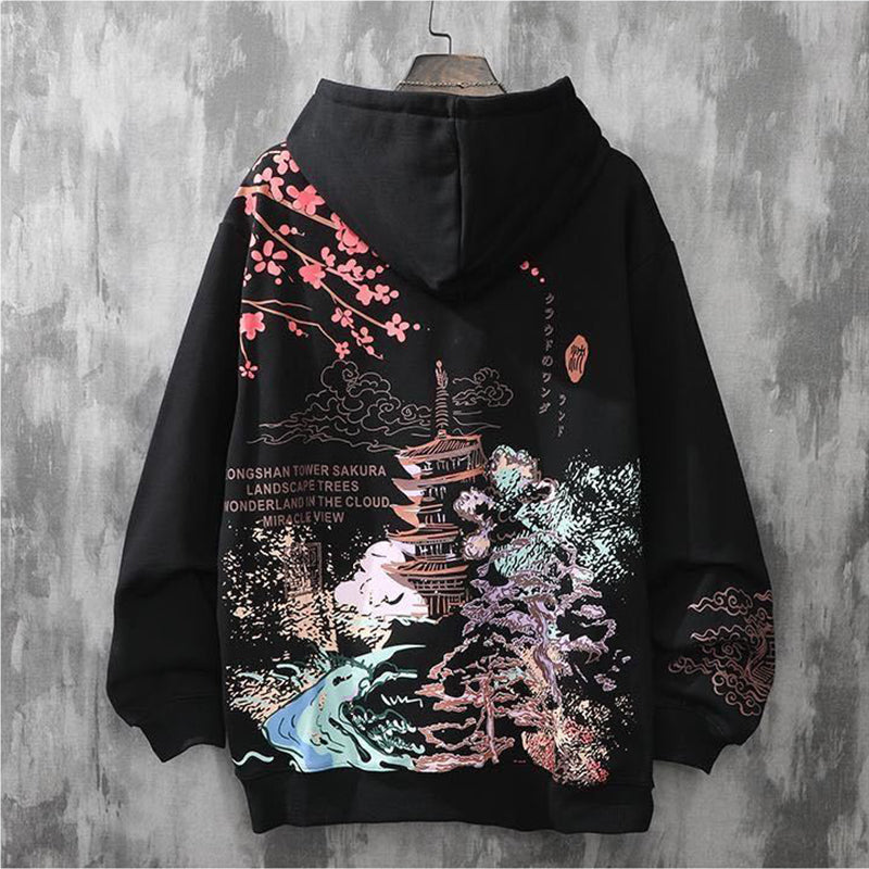 Oversized loft print hoodie swag velvet trend harajuku Men's clothing - Jeetskee