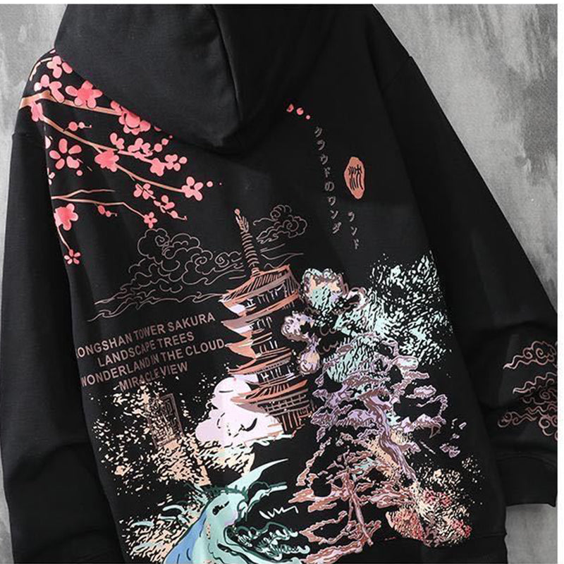 Oversized loft print hoodie swag velvet trend harajuku Men's clothing - Jeetskee