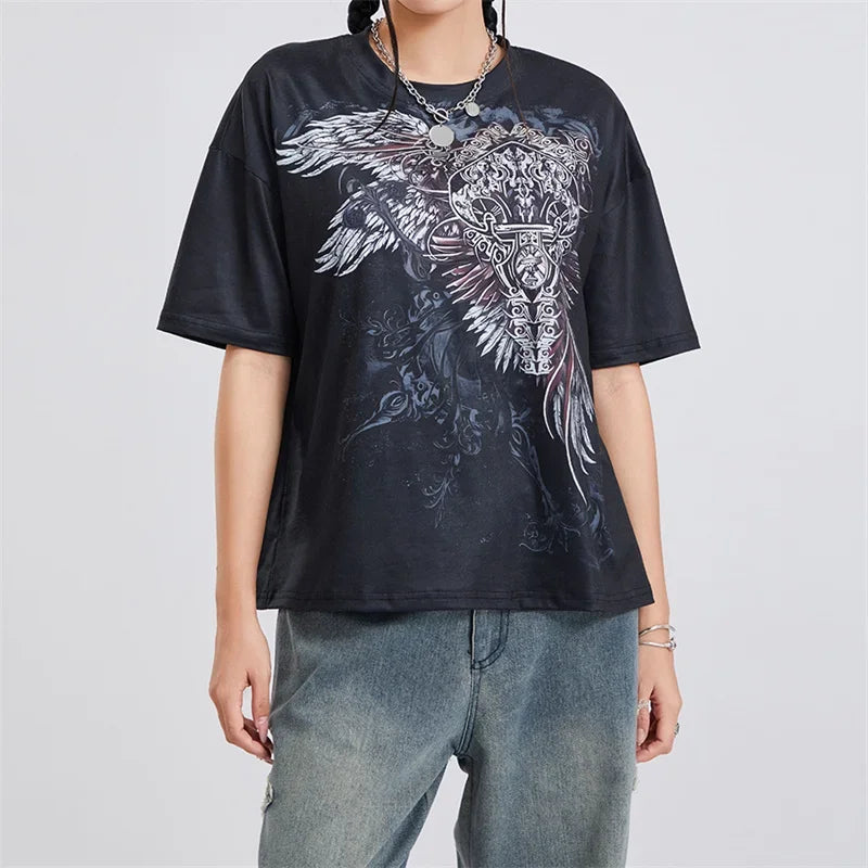 Grunge Graphic Tees Women Y2k Vintage Gothic T Shirt Teen Girls - Jeetskee