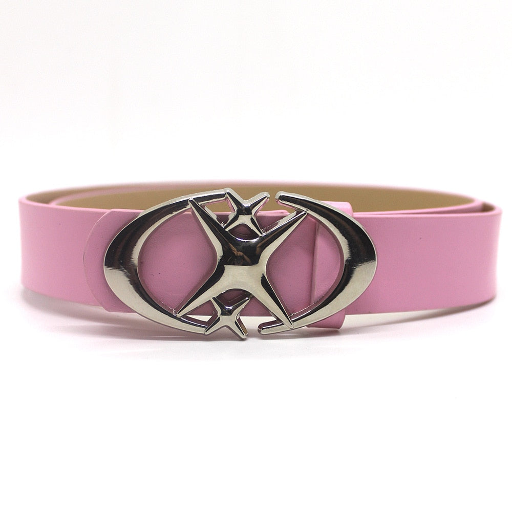 Punk Moon Star Buckle Belt Design Cross Metal Vintage Gothic Men Women - Jeetskee