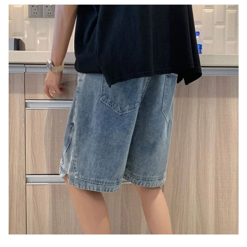 Summer Men's Fashion Pocket Baggy Jeans Shorts Loose Straight Capris - Jeetskee